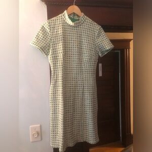 Donna Morgan Green and Cream Tweed Dress